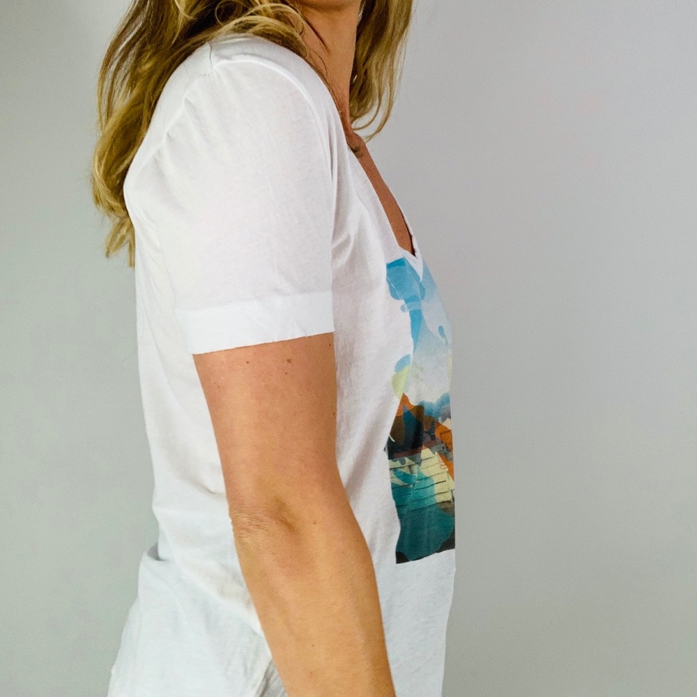 ZADIG & VOLTAIRE V Neck Cotton shortsleeve white T - Picture 4 of 7